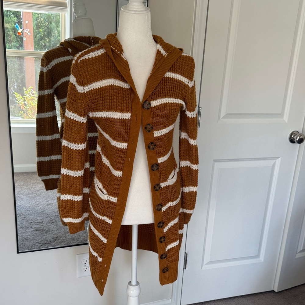 Striped Hooded Cardigan
